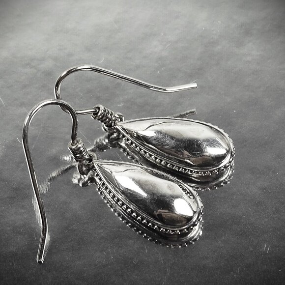 LAGOS Caviar Rock Collection Sterling Silver Faceted Teardrop Dangle Earrings - Picture 3 of 9